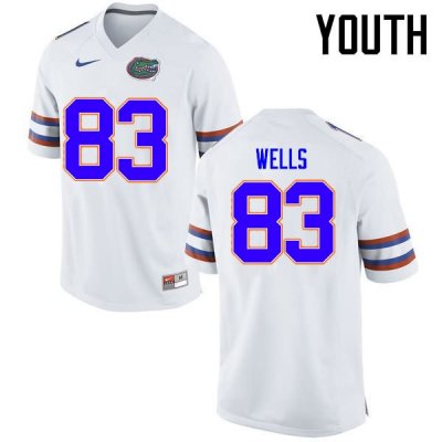 Youth Florida Gators #83 Rick Wells NCAA Nike White Authentic Stitched College Football Jersey QNU3662TE